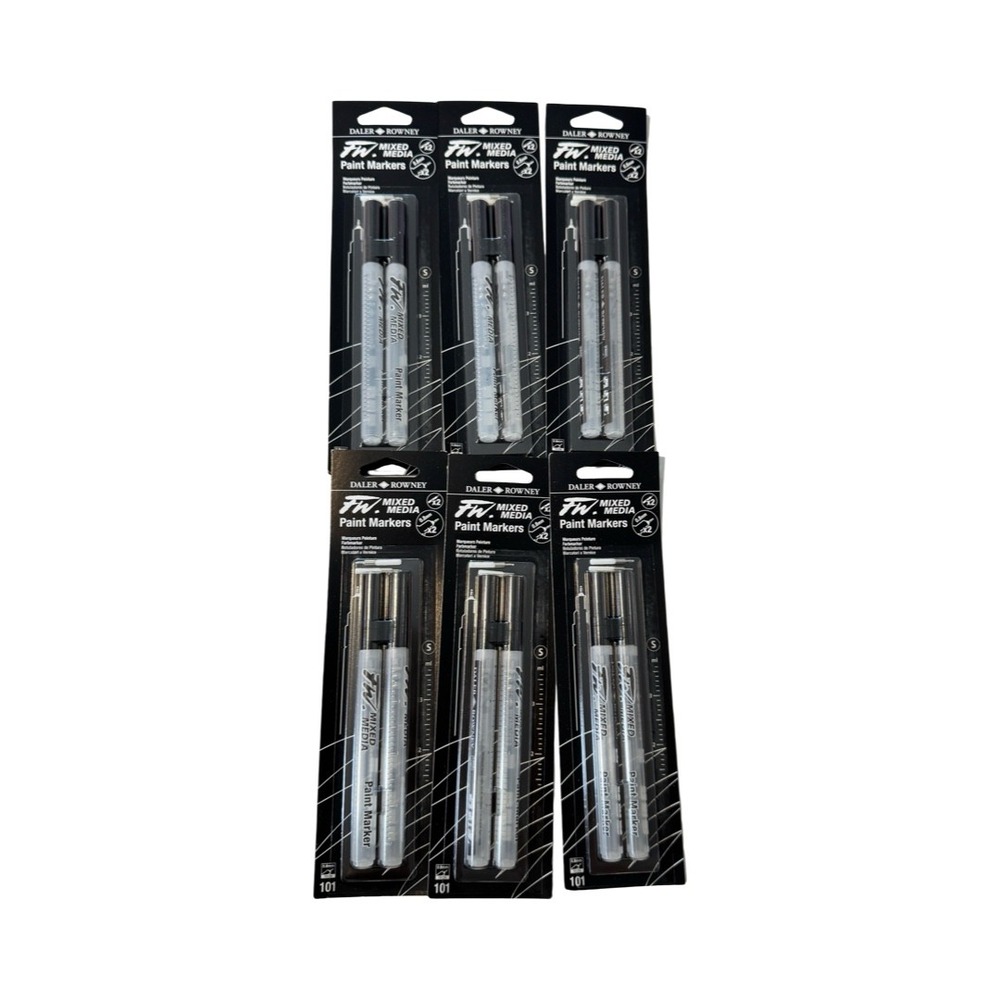 Daler Rowney FW Mixed Media Paint Markers 0.8mm Technical Nib 6 Packs 12 Total